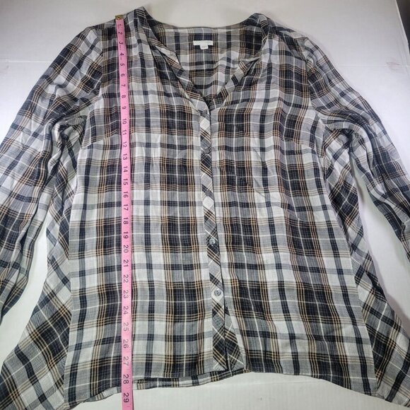 J.Jill Women Black & Beige Plaid Button-Front Long-Sleeve Blouse Size M - Picture 7 of 10